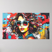 Retro Girl Graffiti Art Poster (Vorne)