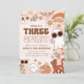 Retro Girl Halloween Einladung (Stehend Vorderseite)