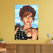 Retro Girl Leinwanddruck (Insitu (Wohnzimmer))