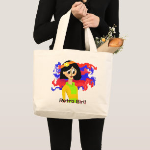 Retro Girl Medium Jumbo Tote Bag Stoffbeutel