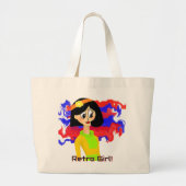 Retro Girl Medium Jumbo Tote Bag Stoffbeutel (Vorne)