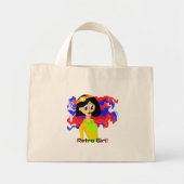 Retro Girl Mini Tote Bag Stoffbeutel (Vorne)