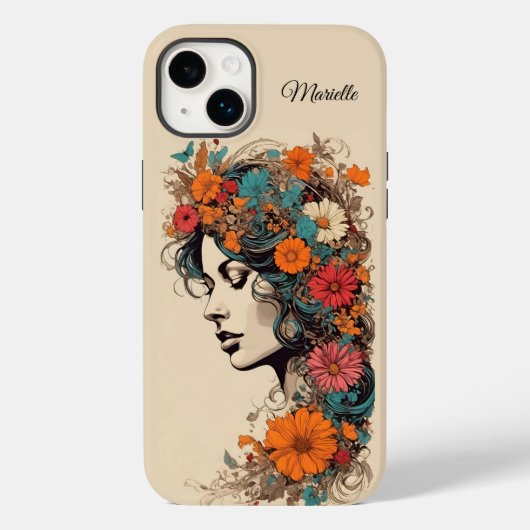 Retro Girl mit Blume im Haar Case-Mate iPhone Hülle (Rückseite)