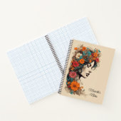 Retro Girl mit Blume im Haar Notizblock (Innenseite)