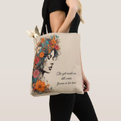 Retro Girl mit Blume im Haar Tasche (Von Nahem)