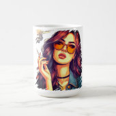 Retro Girl mit Sonnenbrille Kaffeetasse (Mittel)
