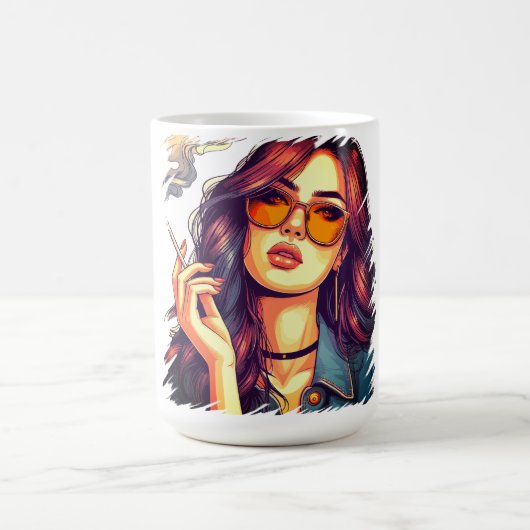 Retro Girl mit Sonnenbrille Kaffeetasse (Mittel)