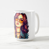 Retro Girl mit Sonnenbrille Kaffeetasse (VorderseiteRechts)