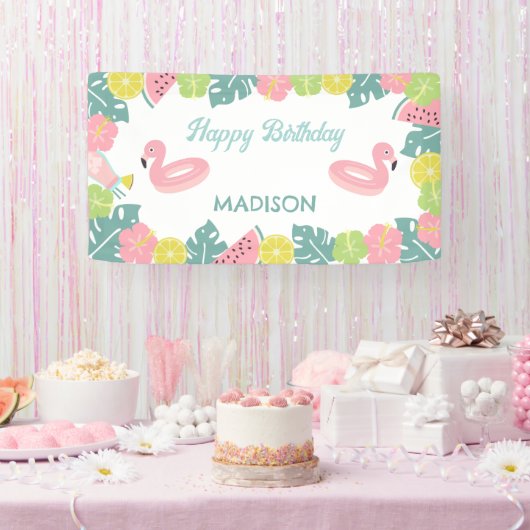 Retro Girl Pool Party Banner (Party)