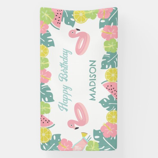 Retro Girl Pool Party Banner (Vertikal)