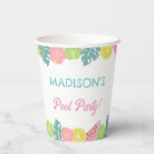 Retro Girl Pool Party Banner Pappbecher (Rückseite)