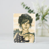 Retro Girl Postkarte (Stehend Vorderseite)