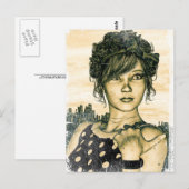 Retro Girl Postkarte (Vorne/Hinten)
