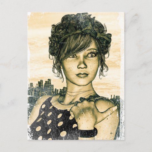 Retro Girl Postkarte (Vorderseite)