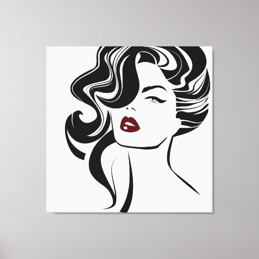 Retro Girl Red Lips Leinwanddruck (Vorderseite)