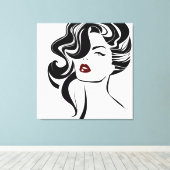 Retro Girl Red Lips Leinwanddruck (Insitu (Holzboden))