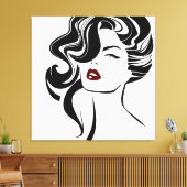 Retro Girl Red Lips Leinwanddruck (Insitu (Wohnzimmer))