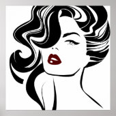 Retro Girl Red Lips Poster (Vorne)