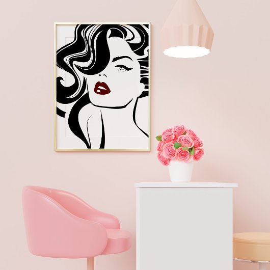 Retro Girl Red Lips Poster