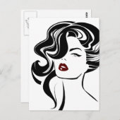 Retro Girl Red Lips Postkarte (Vorne/Hinten)