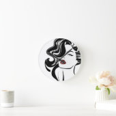 Retro Girl Red Lips Runde Wanduhr (Zuhause)