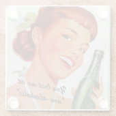 Retro Girl Soda Advert Custom Slogan Glasuntersetzer (Rückseite)