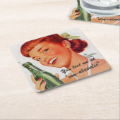 Retro Girl Soda Advert Custom Slogan Rechteckiger Pappuntersetzer (angewinkelt)