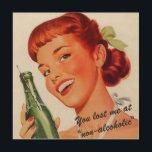 Retro Girl Soda Advert Funny Slogan Holzdruck<br><div class="desc">Retro roter Kopf mit einer Flasche Soda mit optionalem lustigen Slogan oder fügen Sie Ihren eigenen Text.</div>