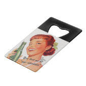 Retro Girl Soda Advert Slogan Geldbeutel Flaschenöffner (Vorderseite Schrägansicht)