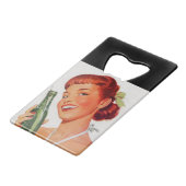 Retro Girl Soda Advert Slogan Geldbeutel Flaschenöffner (Rückseite Schrägansicht)