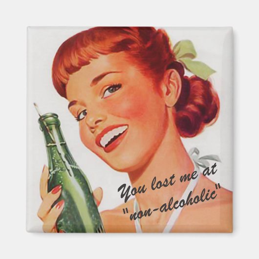 Retro Girl Soda Advert Slogan Magnet (Vorne)