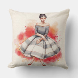 Retro Girl Throw Kissen