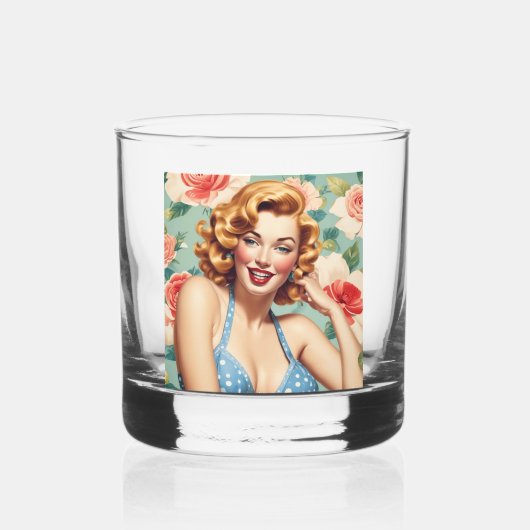 Retro Girl Trinkbehälter Set Whiskyglas (Vorderseite)