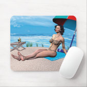 Retro Girl unter der Sonne Mousepad (Mit Mouse)