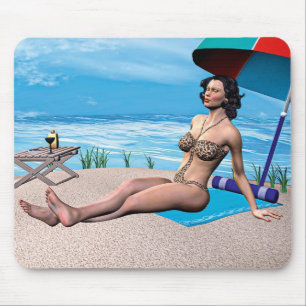 Retro Girl unter der Sonne Mousepad