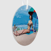 Retro Girl unter der Sonne Ornament (Vorderseite)