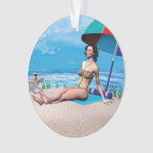 Retro Girl unter der Sonne Ornament (Vorderseite)