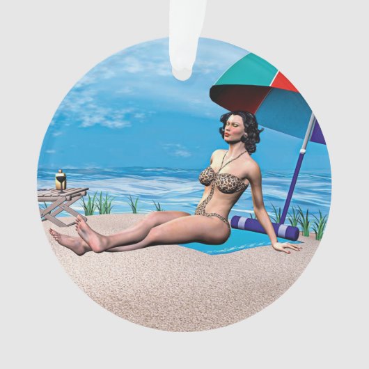 Retro Girl unter der Sonne Ornament (Vorderseite)