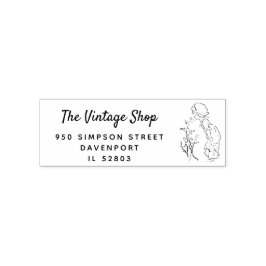 Retro Girl Vintag Closing Store Rücksendeadresse Permastempel
