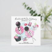 Retro Girls Bachelorette Beach Weekend Einladung (Stehend Vorderseite)