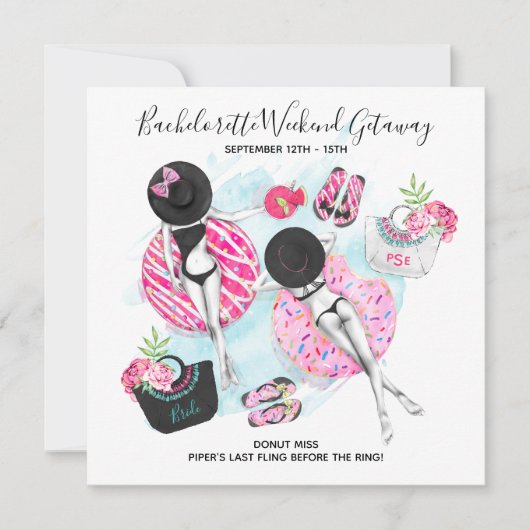 Retro Girls Bachelorette Beach Weekend Einladung (Vorderseite)