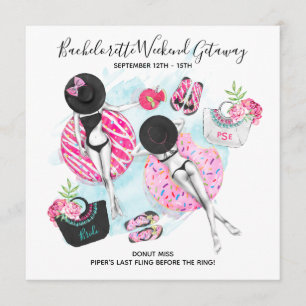 Retro Girls Bachelorette Beach Weekend Einladung
