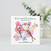 Retro Girls Bachelorette Beach Weekend Einladung (Stehend Vorderseite)