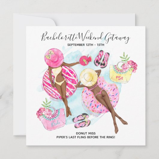 Retro Girls Bachelorette Beach Weekend Einladung (Vorderseite)