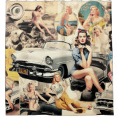Retro Girls Collage aus den 50er Jahren Duschvorhang (Vorderseite)
