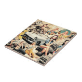 Retro Girls Collage aus den 50er Jahren Fliese (Seite)