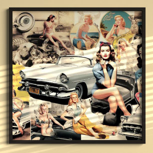 Retro Girls Collage aus den 50er Jahren Poster