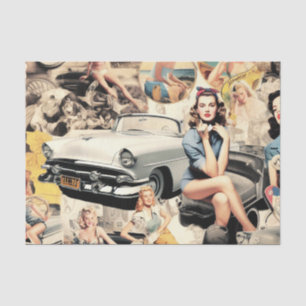 Retro Girls Collage aus den 50er Jahren Seidenpapier