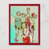 Retro Girls Day am Strand Postkarte (Vorderseite)