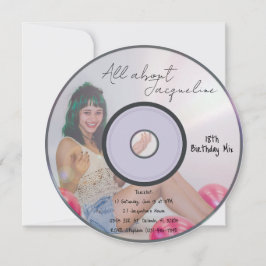 Retro Girl's Music CD Birthday Invitation Einladung